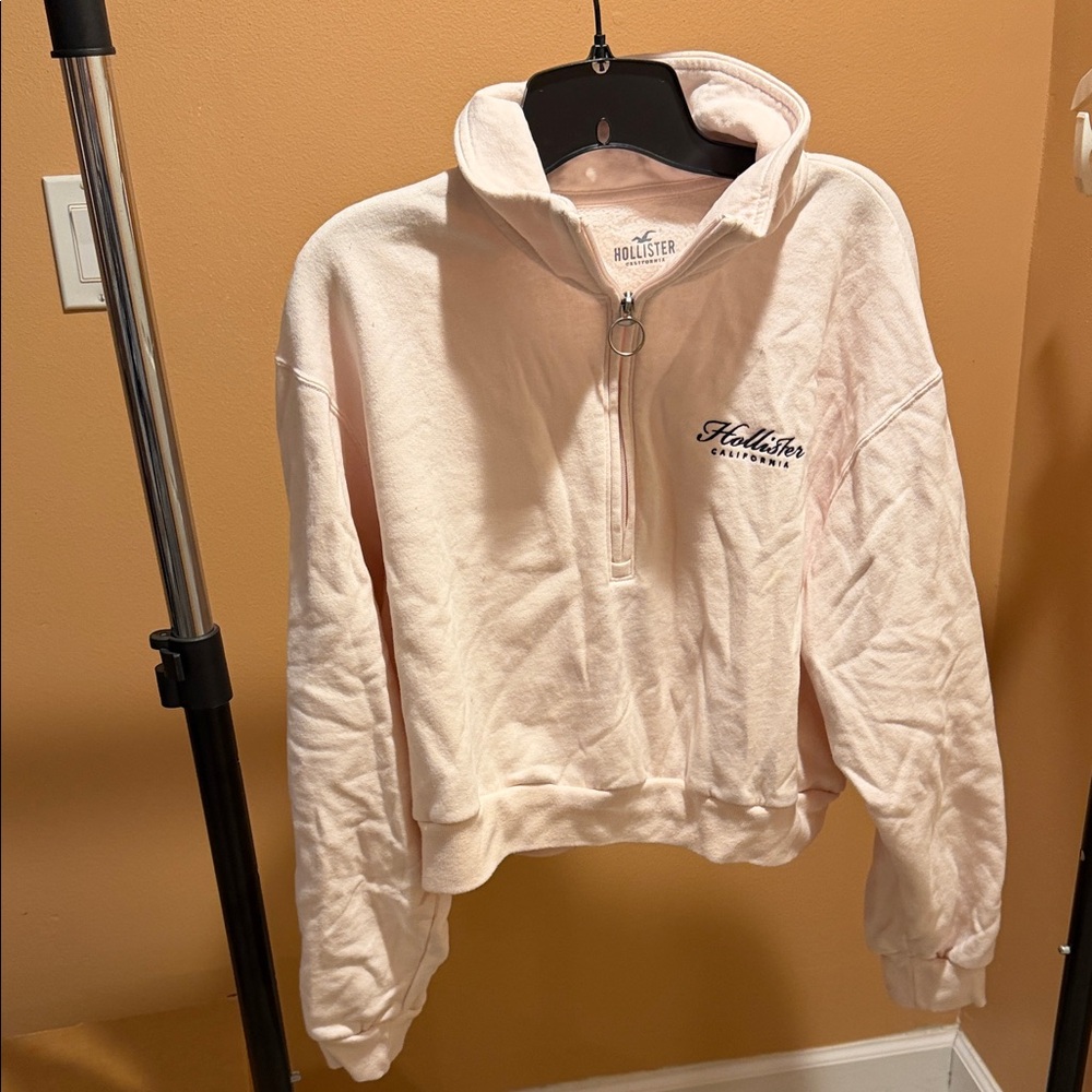 Hollister Light Pink Quarter-Zip Sweatshirt